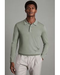 Reiss - Trafford - Pistachio Merino Wool Polo Shirt, Xs - Lyst