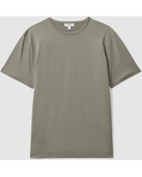 Reiss - Caspian - Vetiver Mercerised Cotton Crew Neck T-shirt, Xl - Lyst