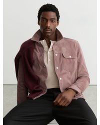 Reiss - Sliken - Soft Pink Suede Press-stud Twin-pocket Jacket, Xl - Lyst