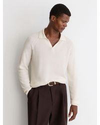 Reiss - Textured-Knit Open-Collar Jumper With Wool - Lyst