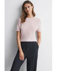 Reiss - Alicia - Neutral Knitted Crew Neck T-shirt - Lyst