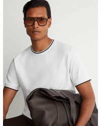 Reiss - Air-Water Cotton Tipped Tailored-Fit T-Shirt - Lyst