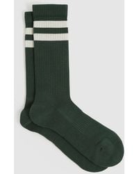 Reiss - Pine & Ecru Cotton-Blend Double-Stripe Socks, M & L - Lyst