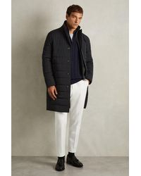 Reiss - Patrick - Navy Longline Quilted-shell Coat With Inner Gilet, M - Lyst