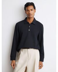 Reiss - Textured Long-Sleeve Polo Shirt - Lyst