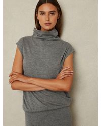 Reiss - Petite Knitted Wool-Cashmere Blouson Top Midi Dress - Lyst