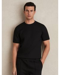 Reiss - Bradley - Black Interlock Jersey Crew Neck T-shirt, Xs - Lyst