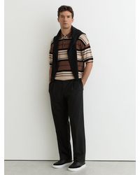 Reiss - Stripe Knit Half-Button Polo Shirt - Lyst