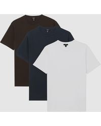 Reiss - 3 - White/navy/coco Brown Bless T-shirt 3 Pack, Large - Lyst