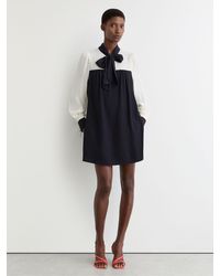 Reiss - Tie-Neck Contrast Shift Dress - Lyst