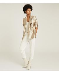 Reiss Maja - Textured Double Breasted Blazer - Metallic
