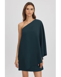 Halston - One-shoulder Cape Sleeve Mini Dress - Lyst