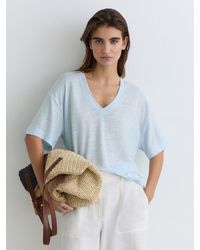 Reiss - Linen V-Neck T-Shirt - Lyst