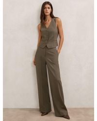 Reiss - Solene - Green Wool-blend Wide-leg Suit Trousers, Us 4 R - Lyst