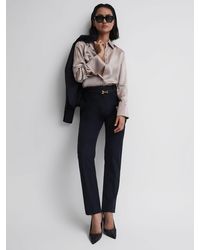 Reiss - Haisley - Navy Wool Blend Tapered Suit Trousers, Us 6 - Lyst