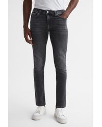 Reiss - Woodland - Grey Slim Fit Dark Wash Jeans, 28 - Lyst