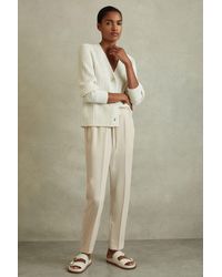 Reiss - Hailey - Cream Tapered Pull On Trousers, Us 12 - Lyst