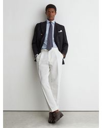 Reiss - Db - Navy Captain Db Hopsack Double-breasted Blazer Classic-fit With Wool, Us 42 - Lyst