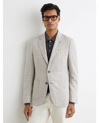 Reiss - Canty - Soft Grey Houndstooth Single-breasted Blazer Tailored-fit, 42 - Lyst