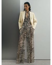 ATELIER - Animal-Print Wide-Leg Trousers - Lyst