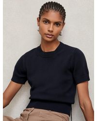 Reiss - Cotton And Wool Crew-Neck Top - Lyst
