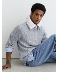 Reiss - Cotton-Blend Rib-Knit Half-Zip Jumper - Lyst