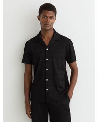 Reiss - Textured-Wave Cuban-Collar Shirt - Lyst