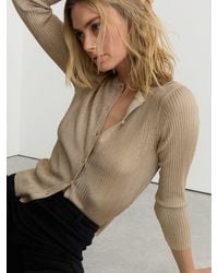 Reiss - Metallic Rib-Knit Cardigan - Lyst
