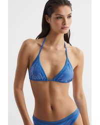 Reiss - Tyra - Blue Embellished Halter Bikini Top, Us 4 - Lyst