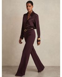 Reiss - Claude - Burgundy High Rise Flared Trousers, Us 10 - Lyst