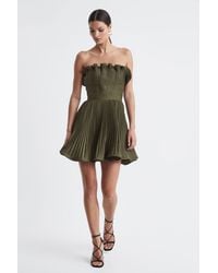 AMUR - Lorena - Strapless Pleated Mini Dress, Olive - Lyst