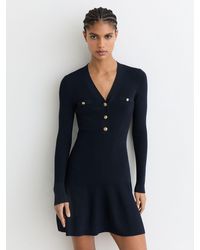 Reiss - Knitted Button-Detail Mini Dress - Lyst