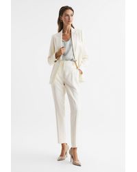 Reiss - Ember - Cream Slim Fit High Rise Trousers, Us 12 - Lyst
