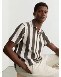 Reiss - Off Block-Stripe Cuban-Collar Shirt - Lyst