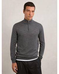 Reiss - Blackhall - Derby Grey Marl Merino Wool Half Zip Jumper - Lyst