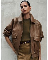 Reiss - Leather Twin-Pocket Relaxed Jacket - Lyst