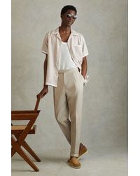 Reiss - Vita - Oatmeal/white Contrast Trim Cuban Collar Shirt - Lyst