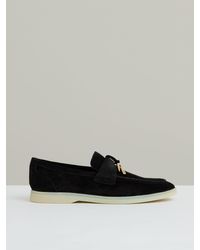 Reiss - Price - Black Suede Slip On Tassel Loafers, Us 9 (uk 8) - Lyst