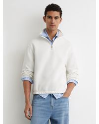 Reiss - Cotton-Blend Washed Half-Zip Sweatshirt - Lyst