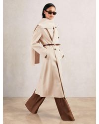 Reiss - Indira - Cream Petite Wool-blend Scarf Blindseam Coat, Us 8 - Lyst