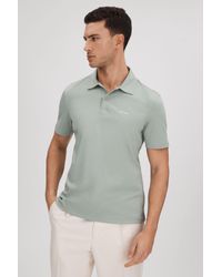 Reiss - Owens - Sage Slim Fit Cotton Polo Shirt - Lyst