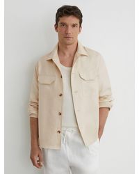 Reiss - Linen Herringbone-Stripe Regular-Fit Shirt - Lyst