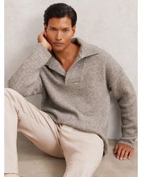 Reiss - Wool-Blend Relaxed Open-Collar Jumper - Lyst