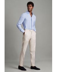 Reiss - Kin - Stone Slim Fit Linen Adjuster Trousers - Lyst