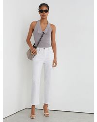 Reiss - Selin - White Petite Mid Rise Straight Leg Jeans - Lyst
