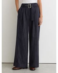 Reiss - Rae Pinstripe Belted Wide-Leg Trousers - Lyst