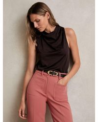 Reiss - Cotton-Blend Cowl-Neck Sleeveless Top - Lyst
