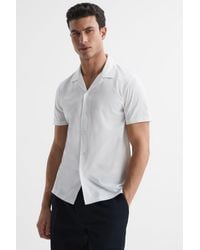 Reiss - Caspa - White Mercerised Jersey Cuban Collar Shirt, Uk X-large - Lyst