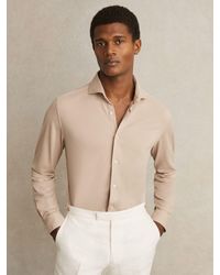 Reiss - Bobby - Mink Regular-fit Modal-blend Cutaway-collar Shirt, Xl - Lyst