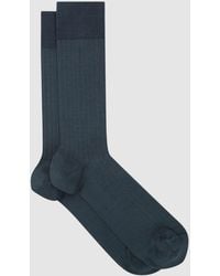 Reiss - Fela - Airforce Blue Ribbed Socks, M/l - Lyst